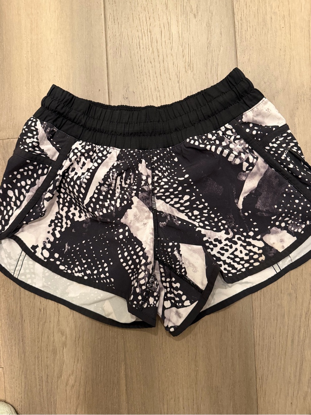 lululemon athletica Black and White Printed Athletic Shorts